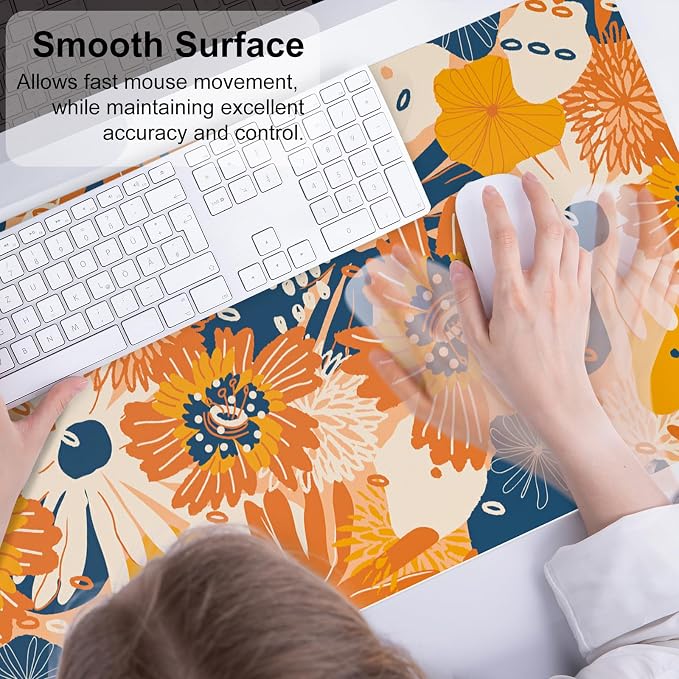 QiyI Large Desk Pad, Floral Mouse Pad Desktop Decor, Waterproof PU Leather Desk - Image 4