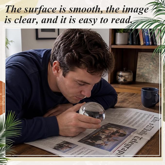 Briwooody Crystal Dome Magnifier Paperweights Glass Paperweight Reading - Image 5