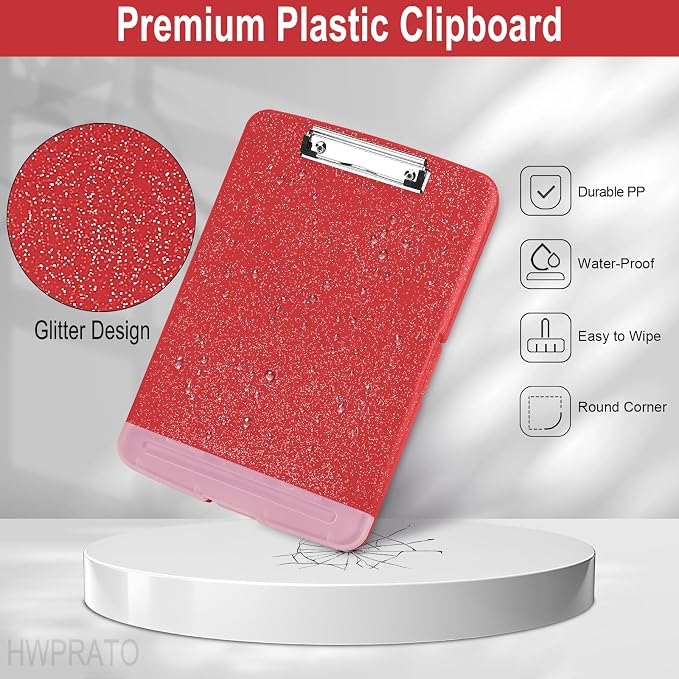 HWPRATO Glitter Clipboard with Storage, Clip Boards 8.5x11 with Pen Holder - Image 7