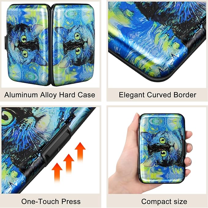 ELFISH Mini RFID Aluminum Wallet Credit Cards Holder Business Card Case Metal - Image 3