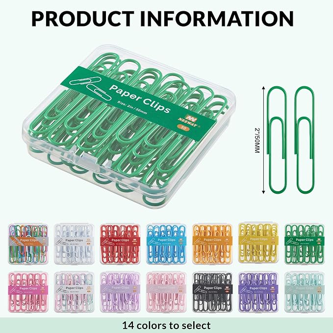 NEEWAY Colorful Large Paper Clips, 2 Inch Jumbo Paper Clips, 3 Pack of 50 - Image 2