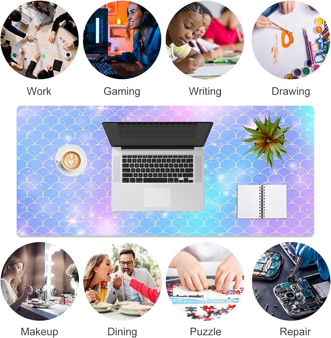 QiyI Large Desk Pad, Colorful Mouse Pad Desktop Decor, Waterproof PU Leather - Image 7