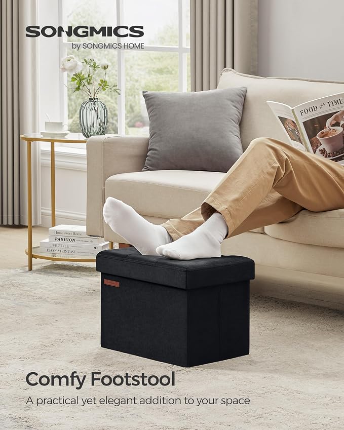 SONGMICS Storage Ottoman, Foldable Small Ottoman Foot Rest, 12.2 x 16.1 Inches - Image 3