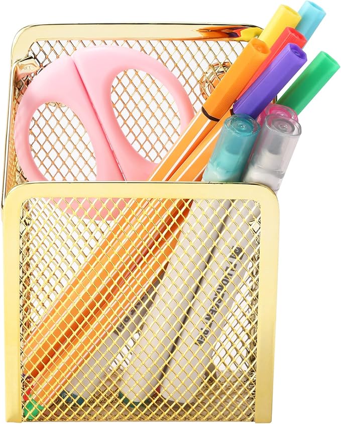 Magnetic Pencil Holder, Mesh Stainless Steel Pen Basket, Metal Writing Utensil - Image 2