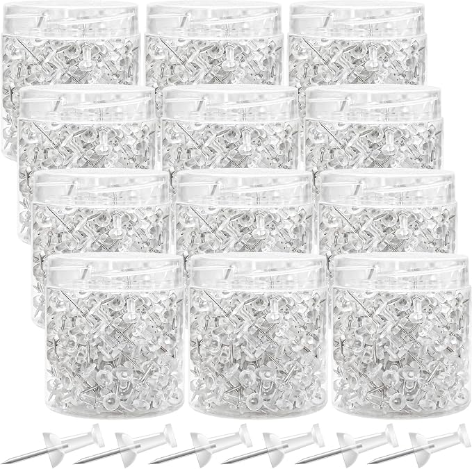 2400 Pcs Clear Push Pins, Standard Thumb Tacks by Beieverluck