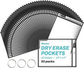 SUNEE 50 Packs Oversized Reusable Dry Erase Pocket Sleeves by SUNEE