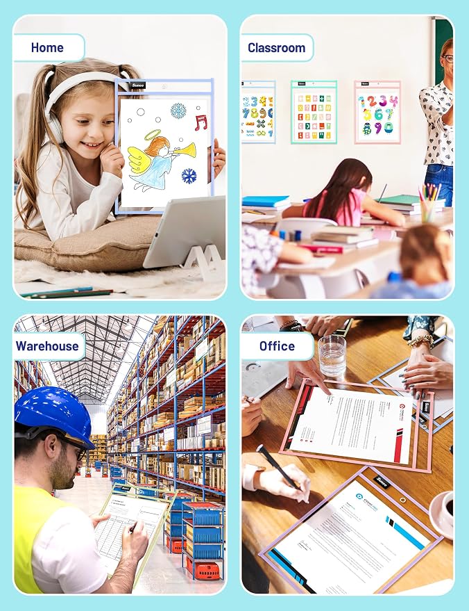 SUNEE 6 Packs Oversized Reusable Dry Erase Pocket Sleeves - Image 7