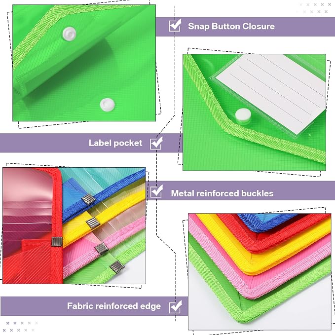10 Pieces Plastic File Folders Envelope Expanding File Wallet Organizer - Image 3