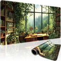 Green Library Study Room Large Gaming Mouse Pad 31.5"x15.7"｜XXL Desk Mat by Mcapirivo