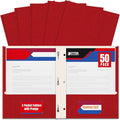 Better Office Products Plastic Folders, 50 Pack Red Paper Folders by BetterOfficeProducts