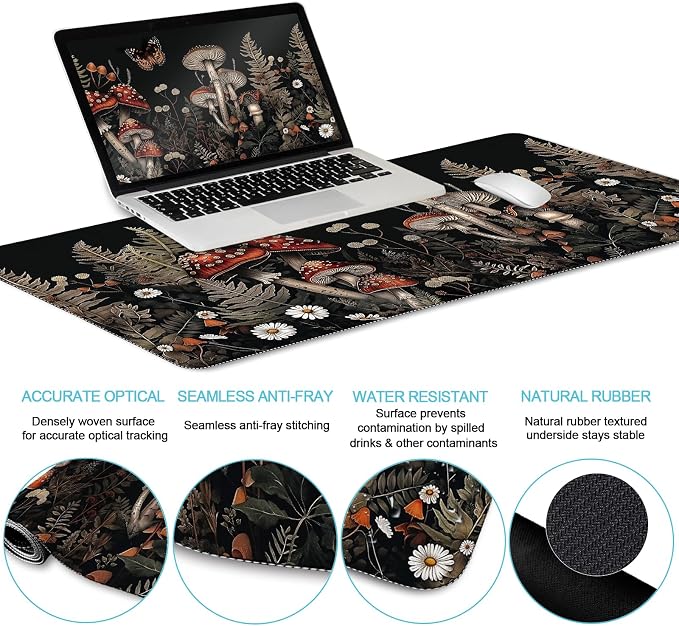 LIMKRIAN Mushroom Mouse Pad Set Large Desk Matt - Image 3