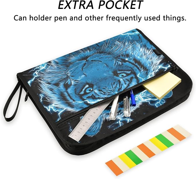 Blue Lighting Tiger Accordion File Organizer Expanding Document Folder - Image 2