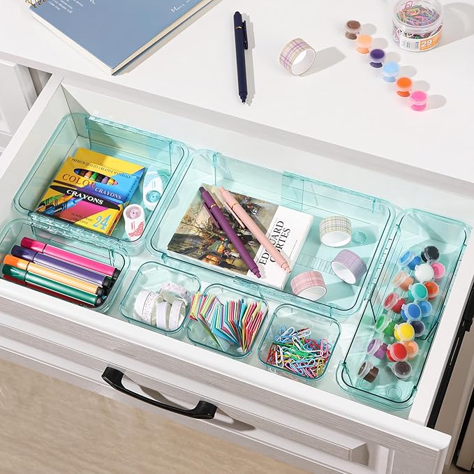 25 Pcs Clear Drawer Organizer, Adjustable Drawer Storage Box, 3-Size Desk - Image 5