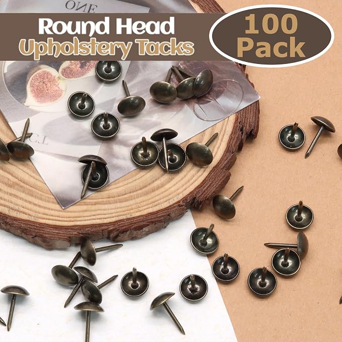 Biaungdo 100 Pcs 11 x 16 mm Round Head Upholstery Tacks, Bronze Metal Thumb - Image 2