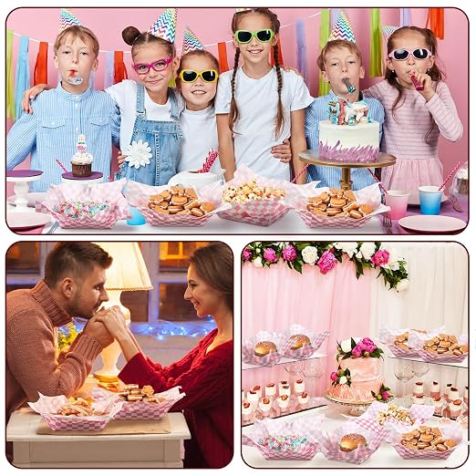 Geosar 200 Pcs Gingham Party Supply Disposable Paper Food Tray Bulk Disposable - Image 6