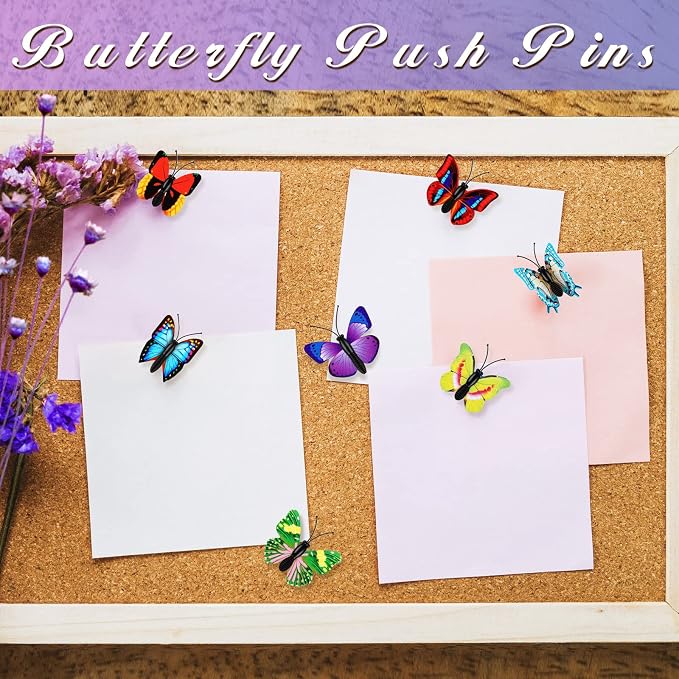 Epakh 100 Packs Butterfly Thumb Tacks Butterfly Push Pins Decorative Thumb - Image 5