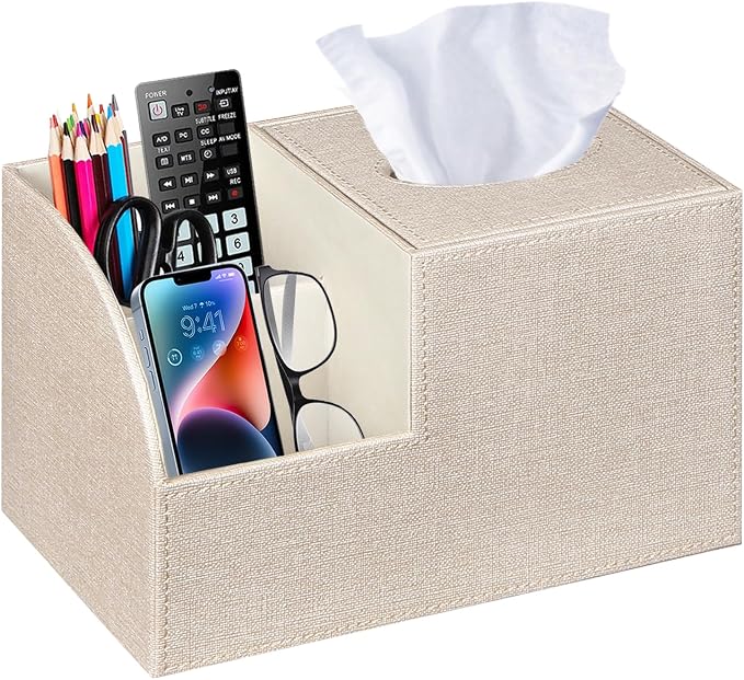 PU Leather Square Tissue Box Cover by BLIENCE