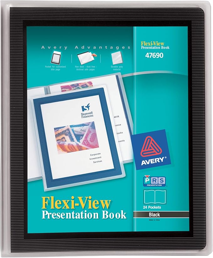 Avery Flexi-View Presentation Book, 24 Non-Stick Pages, 1 Black Book by Avery