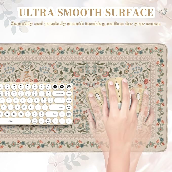 iCasso Aesthetic Floral Desk Mat, L Mouse Pads, Anti-Slip Mousepad - Image 3