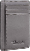 Travelambo Front Pocket Minimalist Leather Slim Wallet RFID Blocking Medium Size by Travelambo