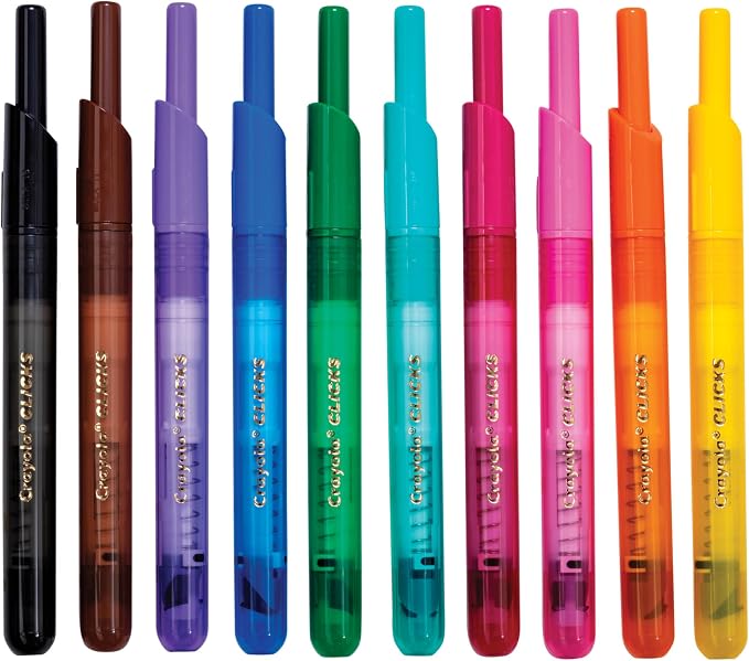 Crayola Clicks Retractable Tip Markers, Washable Cone Tip Art Marker Set - Image 2