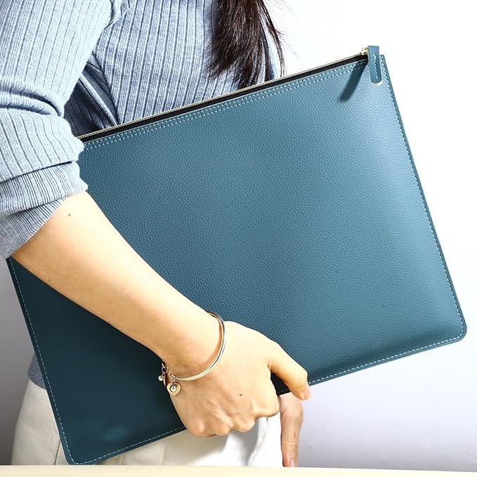 PU Leather A4 File Folder Zipper Document Holder Envelope Folder Case - Image 3