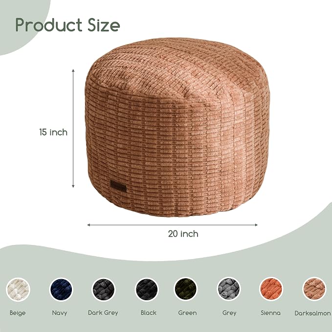 HIGOGOGO Pouf Ottoman Stuffed Round Modern Foam Filled Foot Rest Poufs - Image 2