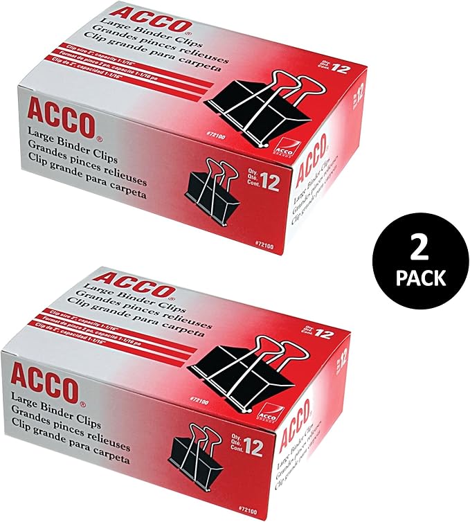 ACCO Binder Clips, 2 Boxes, 12 Clips/Box - Image 2
