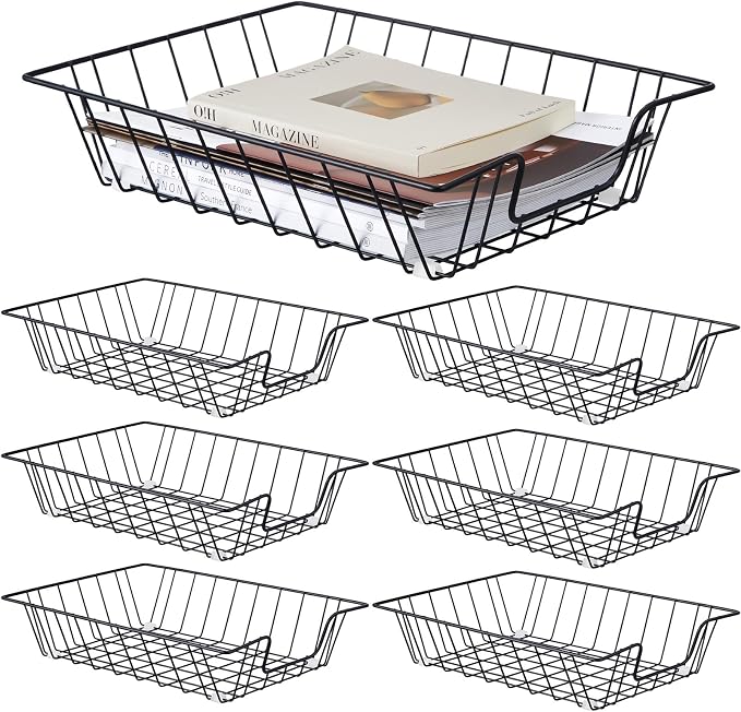 Yeaqee 6 Pcs Letter Tray Wire Paper Trays Stackable File Desk Organizer Metal by Yeaqee
