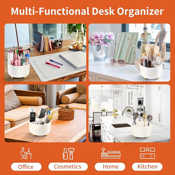 Desk Pencil Pen Holder, 5 Slots 360°Degree Rotating Pen Organizers - Image 5