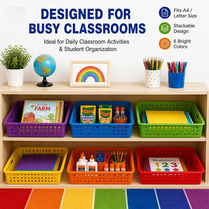 Svartur Classroom Paper Tray Set of 6, Plastic Turn in Trays - Image 3