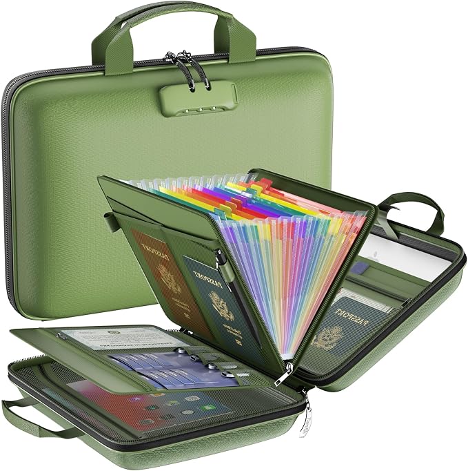 Fireproof File Organizer with Lock, Hard Case Fireproof Document Box with 13 by Tamfile