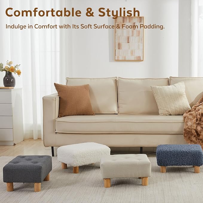 Small Foot Stool Ottoman, Sherpa Footstool Ottoman Foot Rest - Image 8