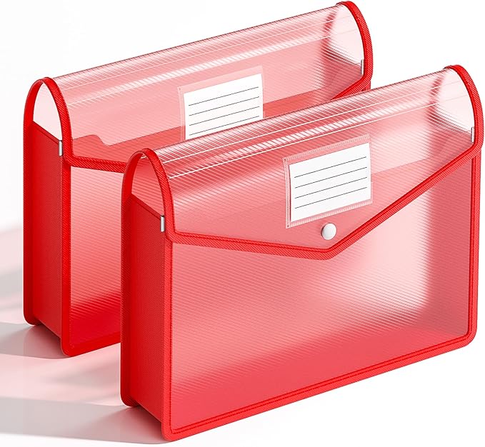 2 Pack Plastic Expanding File Folder, Transparent envelopes by XingDuing