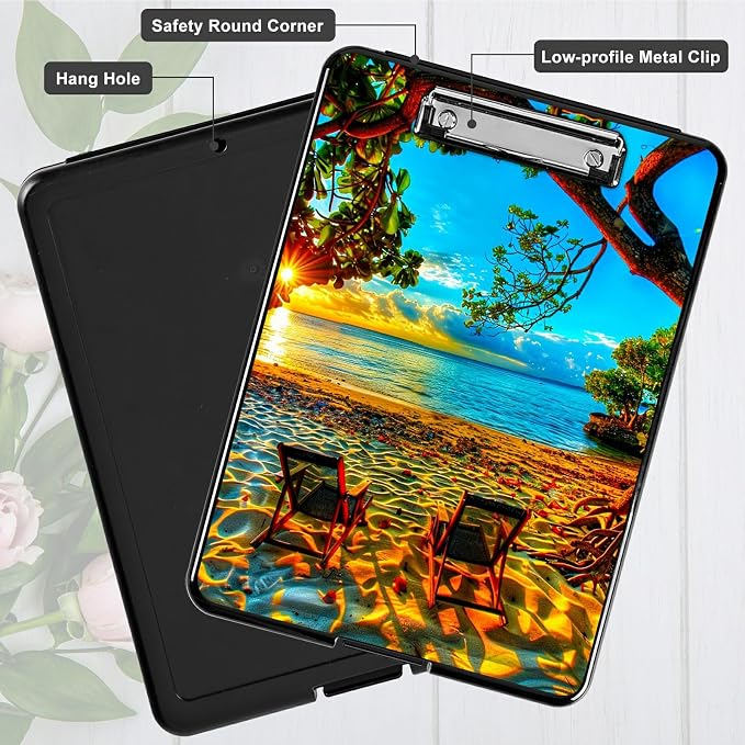 Beach Sunset A4 Clipboard with Storage Pen Holder, Clipboards Organizer Nursing - Image 5