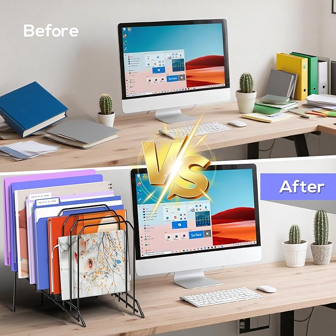 Gawerk Incline Metal Desk Magazine Folder Holder, Sorter Desk File Organizer - Image 5