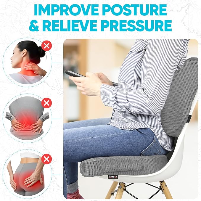 FORTEM Seat Cushion, Office Chair Cushion, Lumbar Support Pillow - Image 5