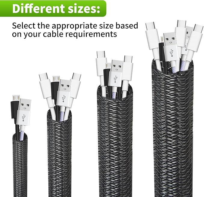 Split Wire Loom 3/8 Inch 50ft, Braided Cable Sleeve - Image 5