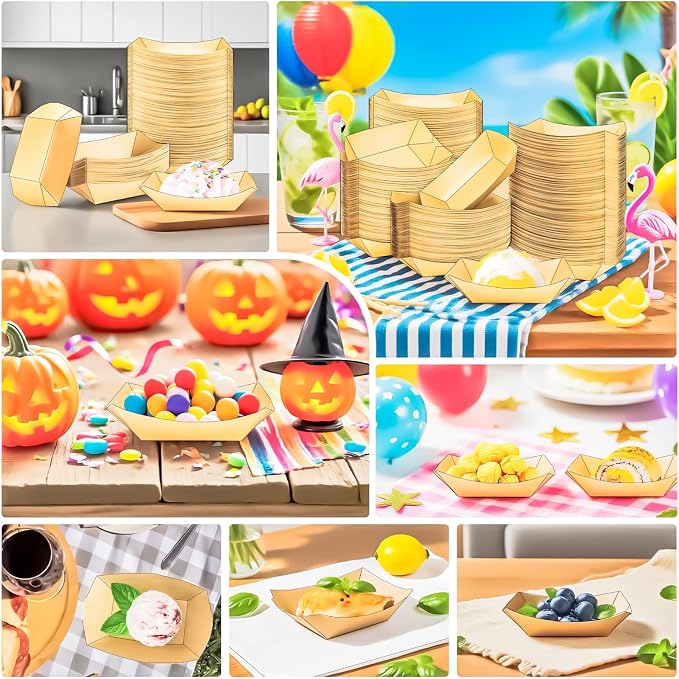 500 Pack 1/4Lb Paper Food Boat Trays Disposable Small Paper Boats Plates - Image 5