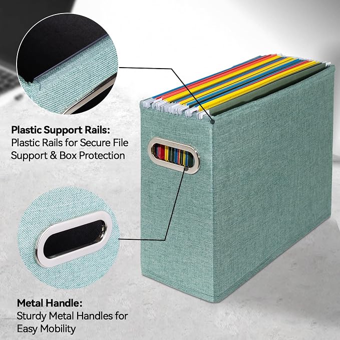 6 Pack Letter Size File Storage Box Collapsible，Fabric Hanging File Folders - Image 4