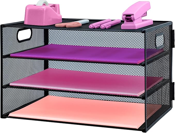 3 Tier Lettrer Tray Organizer, Metal Mesh Desk File Organizer by ideallife