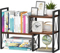 Expandable Desktop Shelf Organizer, 2 Tier Wood Desk Shelf by Yelinkws