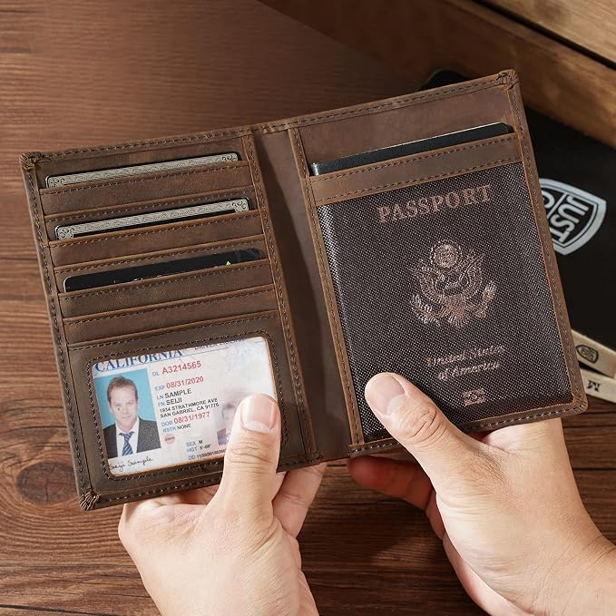 Polare Luxury RFID Blocking Leather Passport Holder Travel Wallet - Image 4
