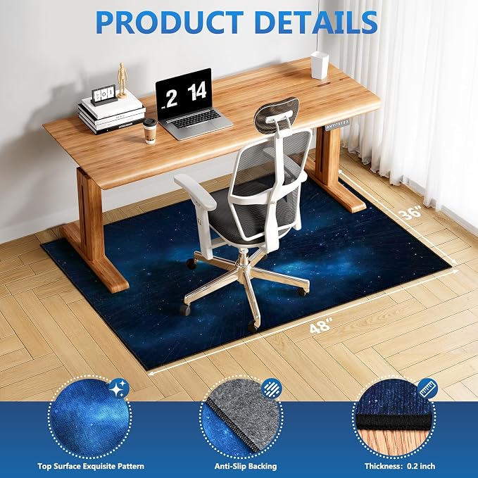 Office Chair Mat for Hardwood Floor&Tile Floor, Under Desk Rug for Rolling - Image 2