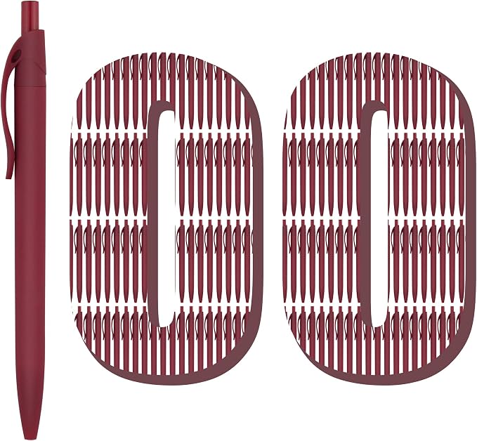Deegtran 100 Pack No Bleed Red Barrel Click Pens, Wholesale Retractable by DEEGTRANPENS