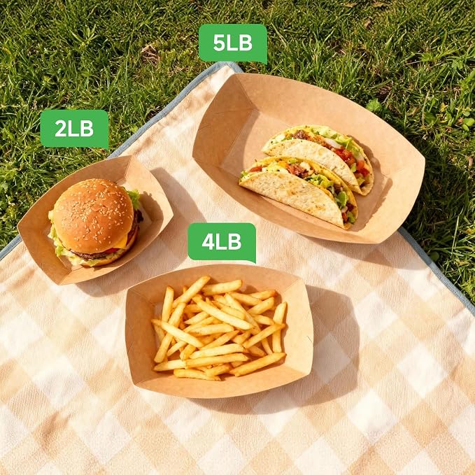 Disposable Kraft Paper Food Trays 4lb 200 Count, Oil Leak Proof Paper Food - Image 5