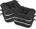 BETU Black Chair Cushions for Dining Chairs Set of 6, 3.5" Thick Kitchen Table by BETU