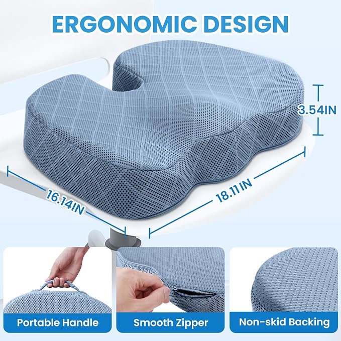 TushGuard Office/Car Seat Cushion, Non-Slip Sciatica & Back Coccyx Tailbone - Image 2