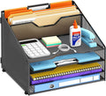 Desk File Organizer, 4 Letter Trays and 2 Upright Sections, school and by Unknown