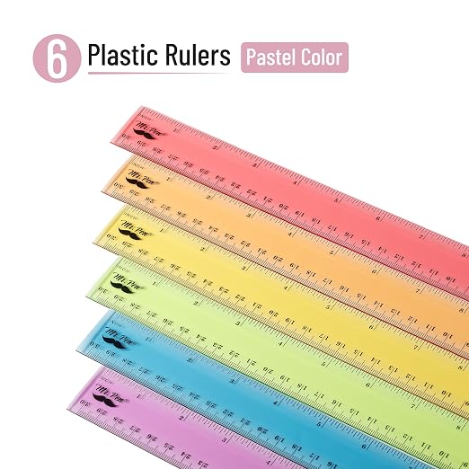 Mr. Pen- Plastic Ruler Set, 6 Pack, 12 Inch, Pastel Colors | Easy-to-Read - Image 2
